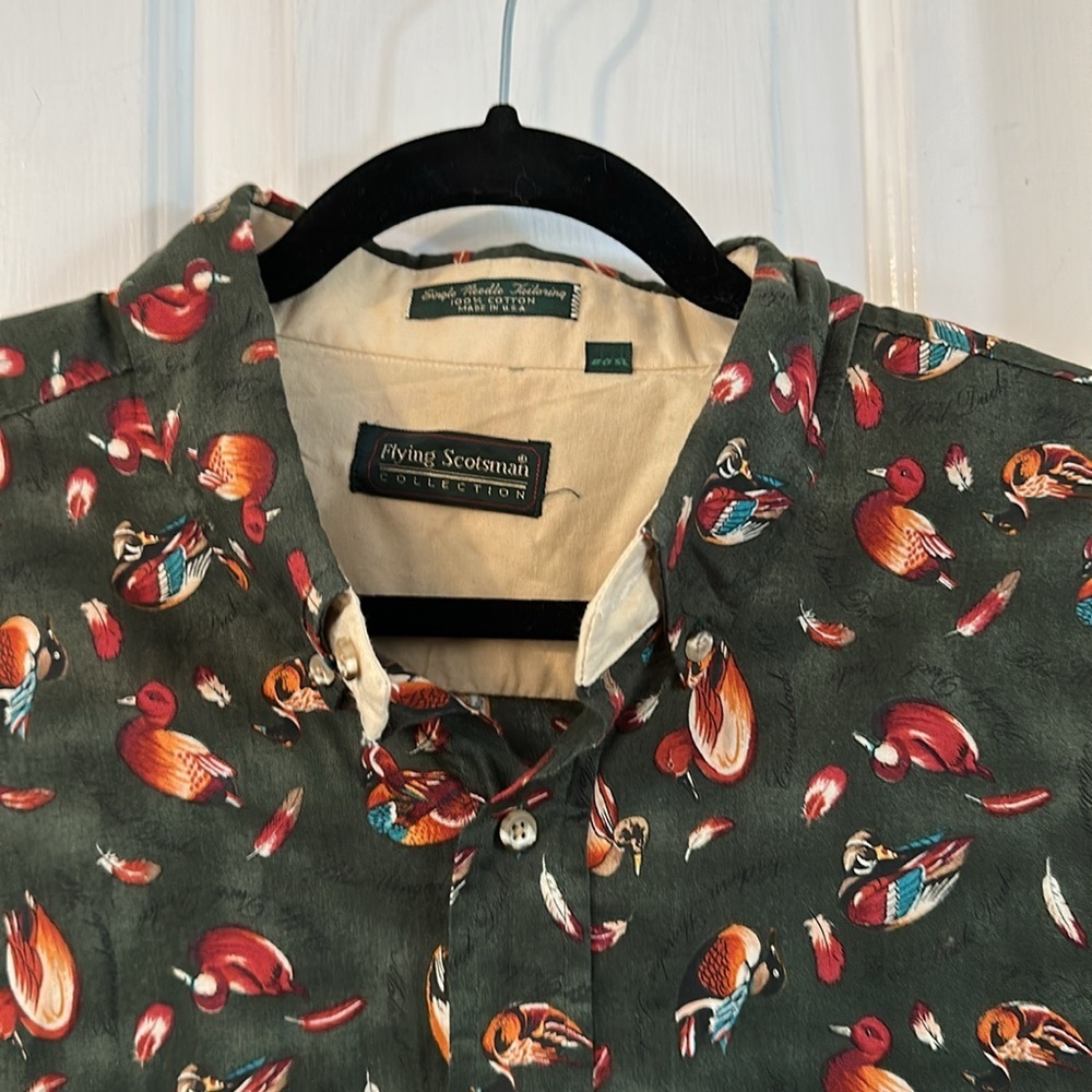 Men’s Flying Scotsman Cotton Long Sleeve Duck Decoy Print Button Down Shirt XXL - Picture 3 of 6